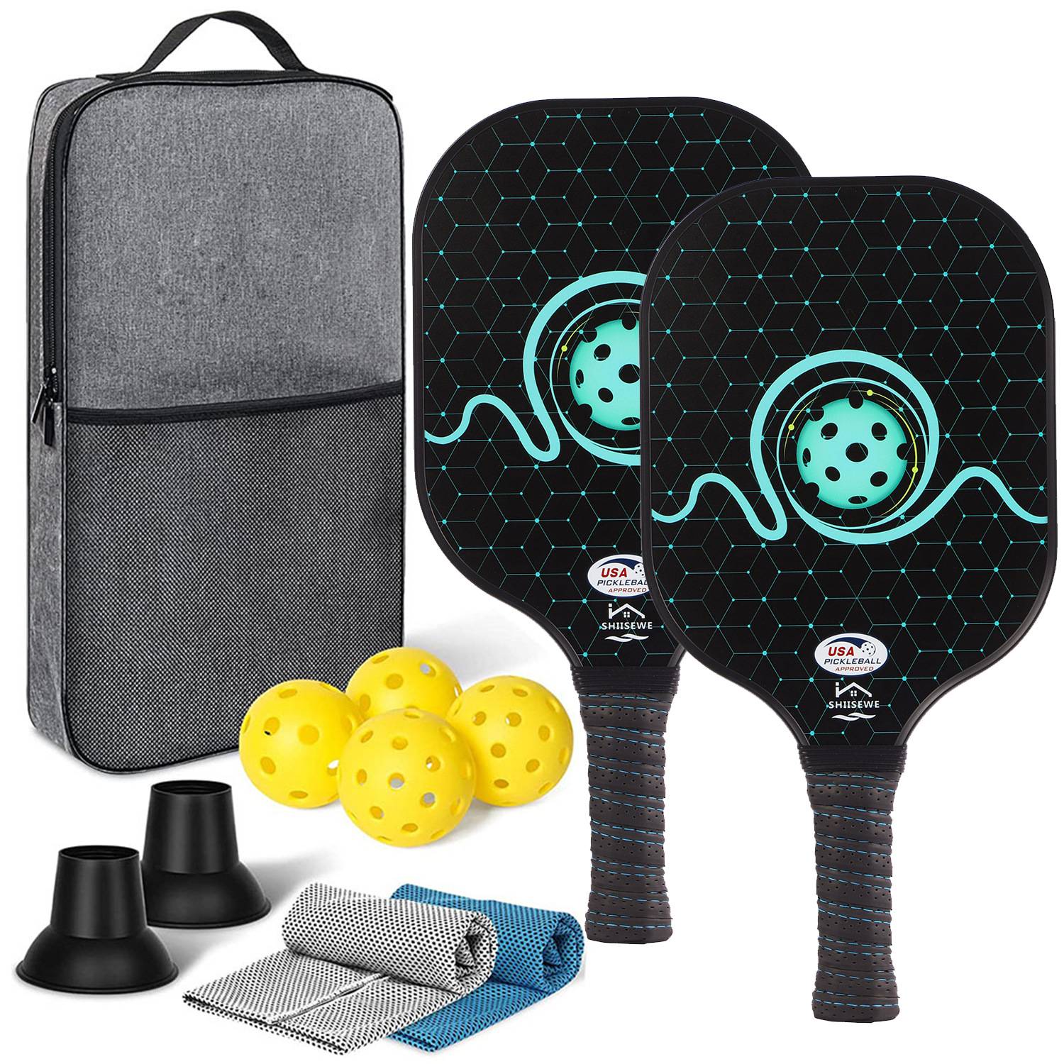 [Ultra-Light match-level carbon fiber-14] Double shot+4 ball+backpack+two sweat towels+two pickups